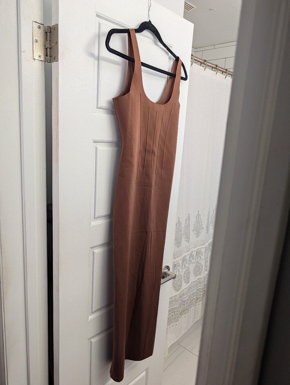 NWOT Zara Sleek Brown Scoop Neck Bodycon Dress PTP 14.5"